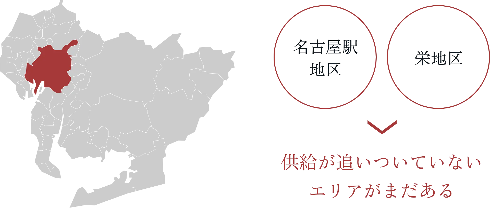 名古屋駅地区、栄地区 > 供給が追いついていないエリアがまだある